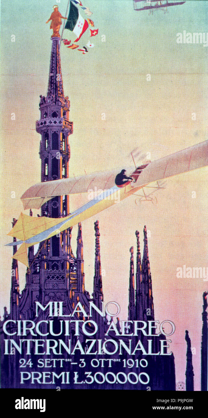 Circuito Aereo Internazionale de Milan', 24 septembre au 3 octobre 1910, l'aéronef est une fourmi… Banque D'Images
