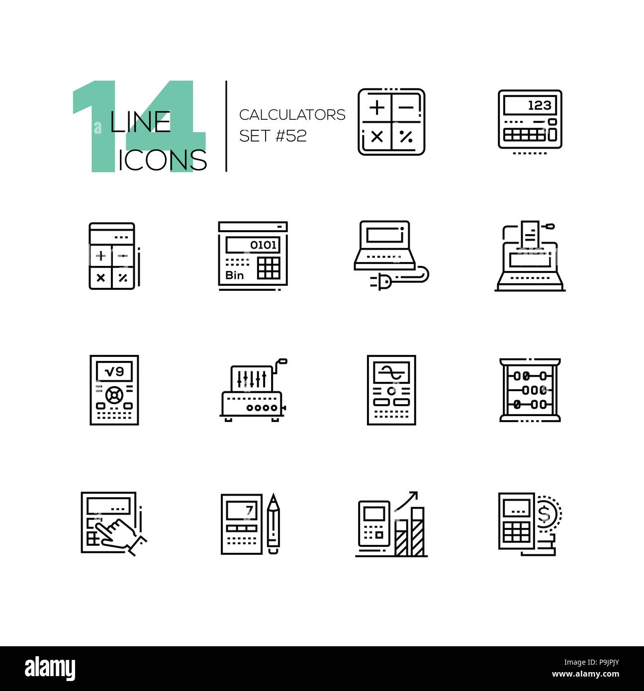 Calculatrices - ligne moderne design icons set Illustration de Vecteur