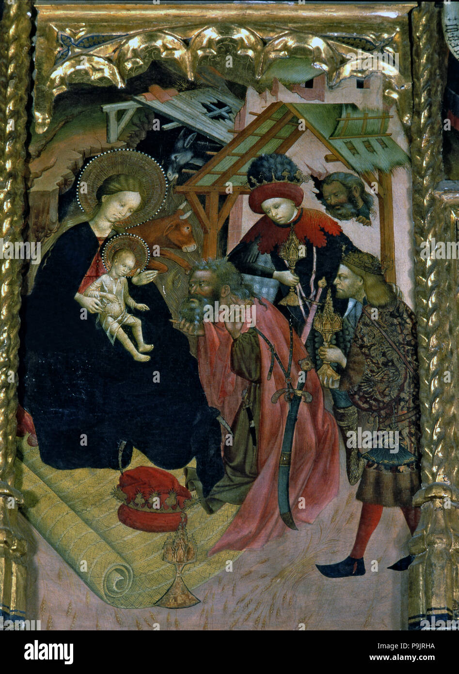 "Epiphanie", tableau du retable de la Vierge de l'échelle, entre travail documenté et 1437… Banque D'Images