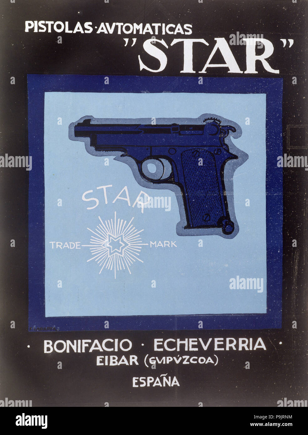 Publicité de l'usine de pistolets automatiques de la marque Star, Bonifacio Echevarria usine… Banque D'Images