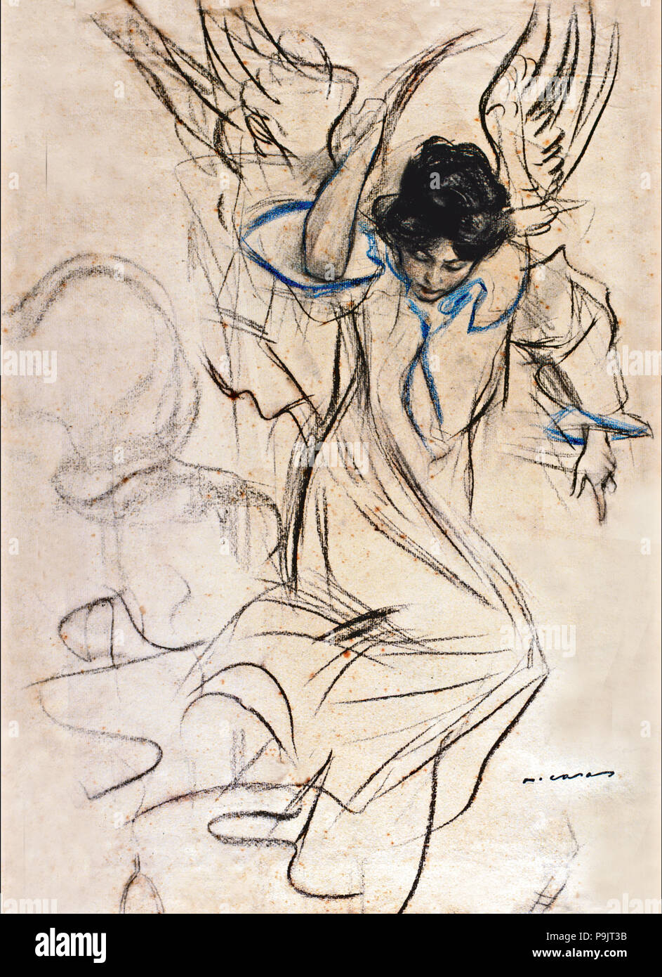 Ange Dessin Au Fusain Par Ramon Casas Banque Dimages