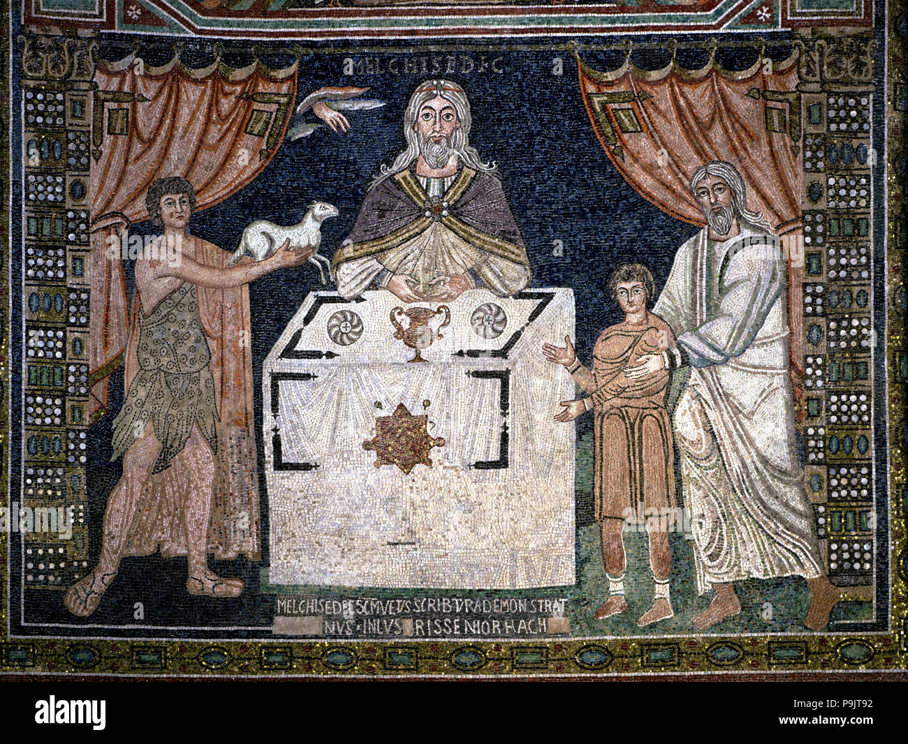 Mosaïque dans l'abside, représentation de Melchisédek (détail) dans la Basilique de Saint Apollinaire en … Banque D'Images