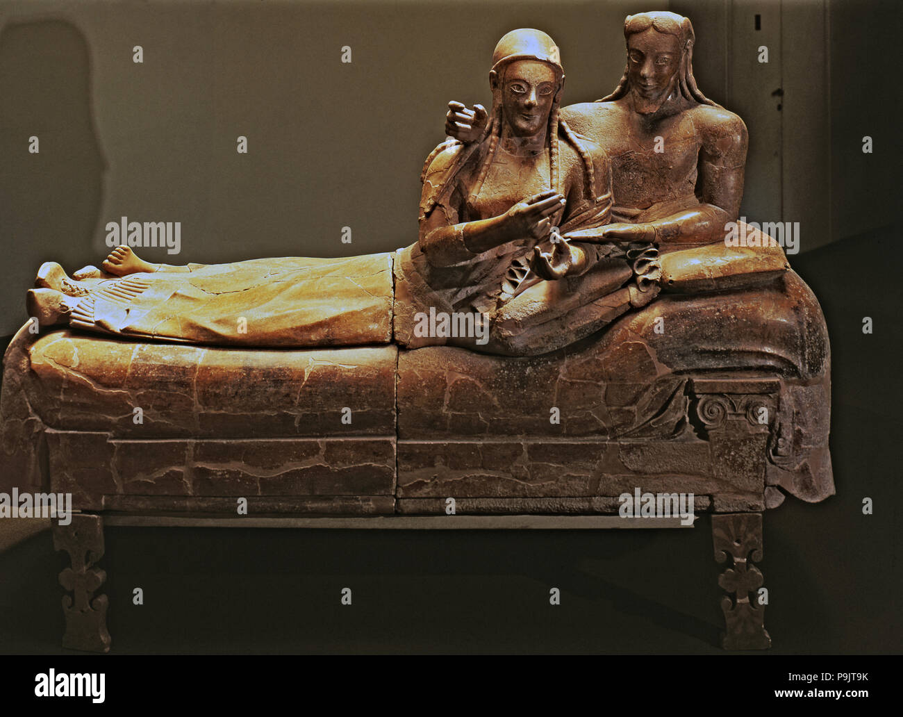Sarcophage avec un couple, de Cerveteri. Banque D'Images