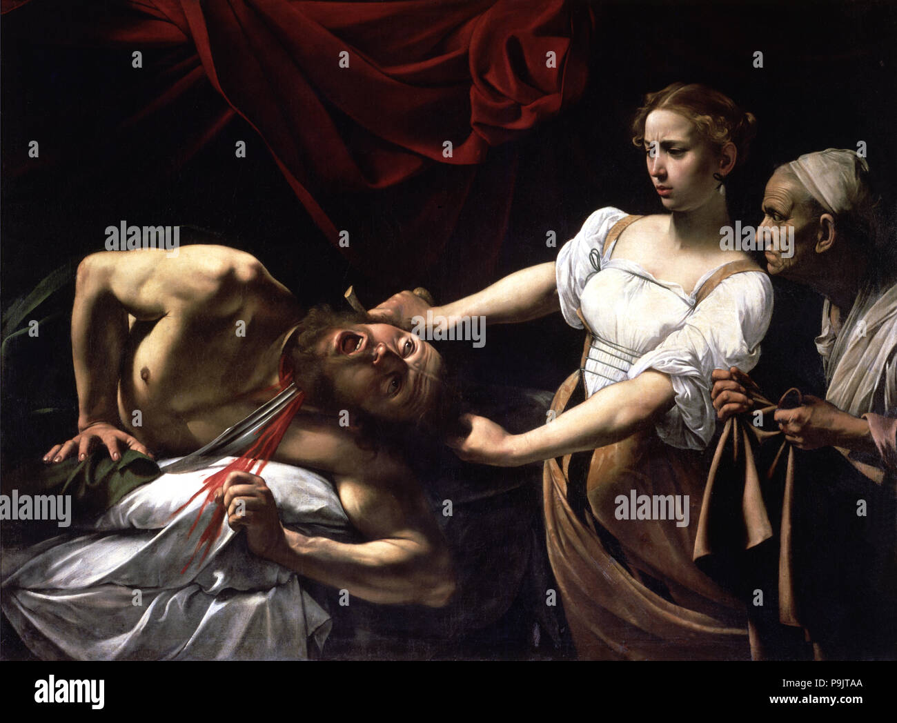 Judith et Holopherne", peinture à l'huile par le Caravage. Banque D'Images