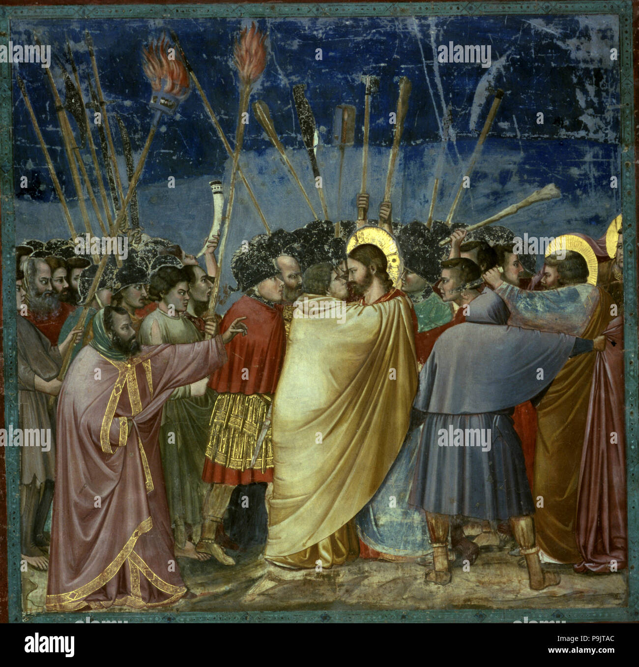 Judas Kiss', 1305 - 1306, la fresque de Giotto. Banque D'Images