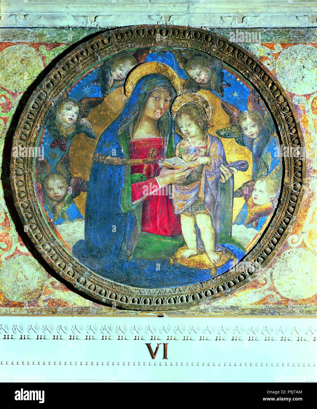 Vierge à l'enfant et anges', 1492 - 1495, la fresque de Pinturicchio. Banque D'Images
