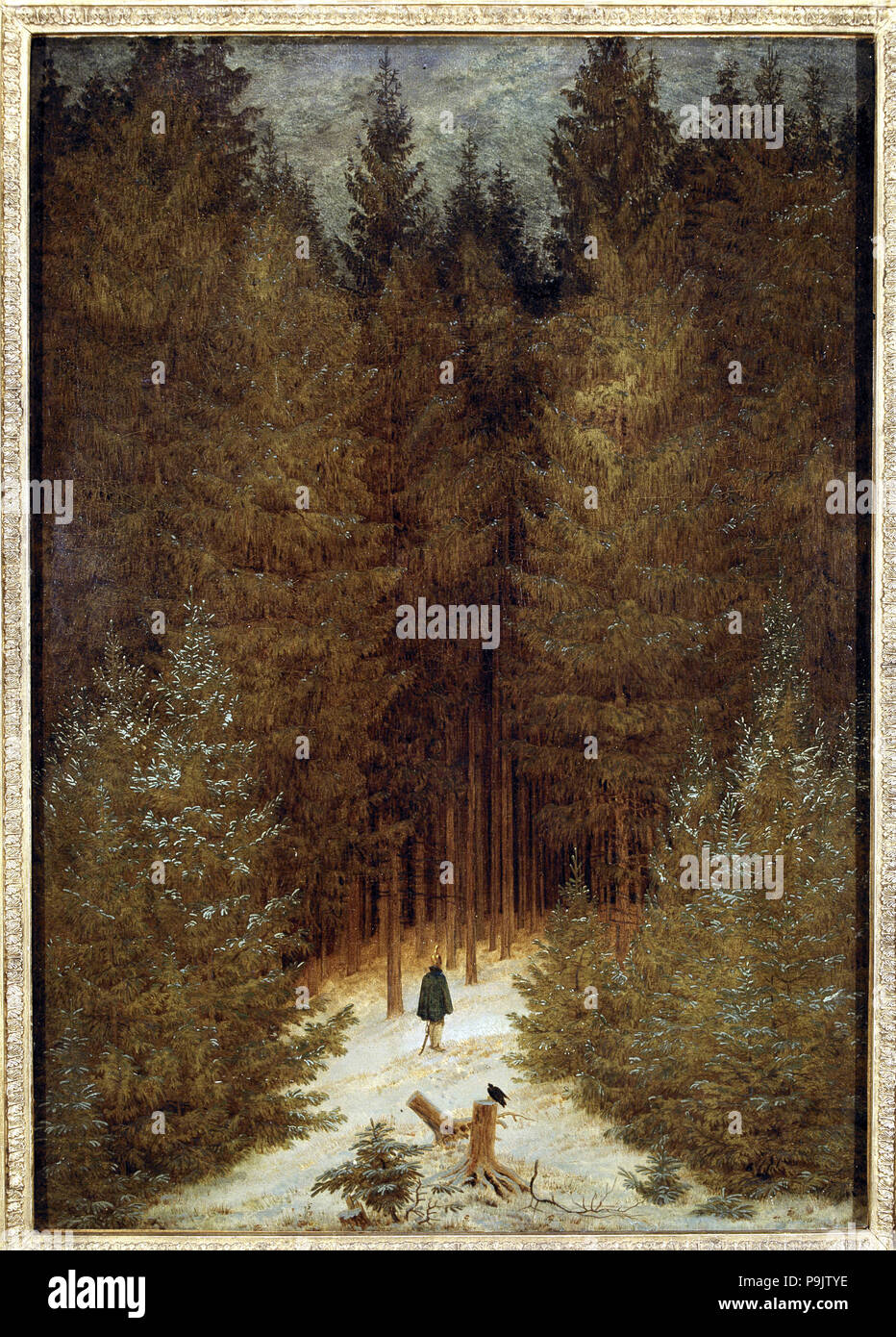 'Hunter' dans la forêt, 1813 - 1814 par Caspar Friedrich. Banque D'Images