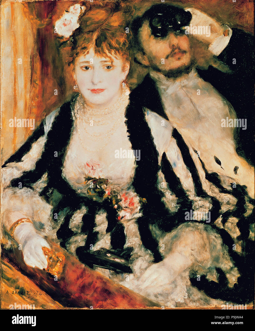 L 'Box', 1874, peinture à l'huile d'Auguste Renoir. Banque D'Images