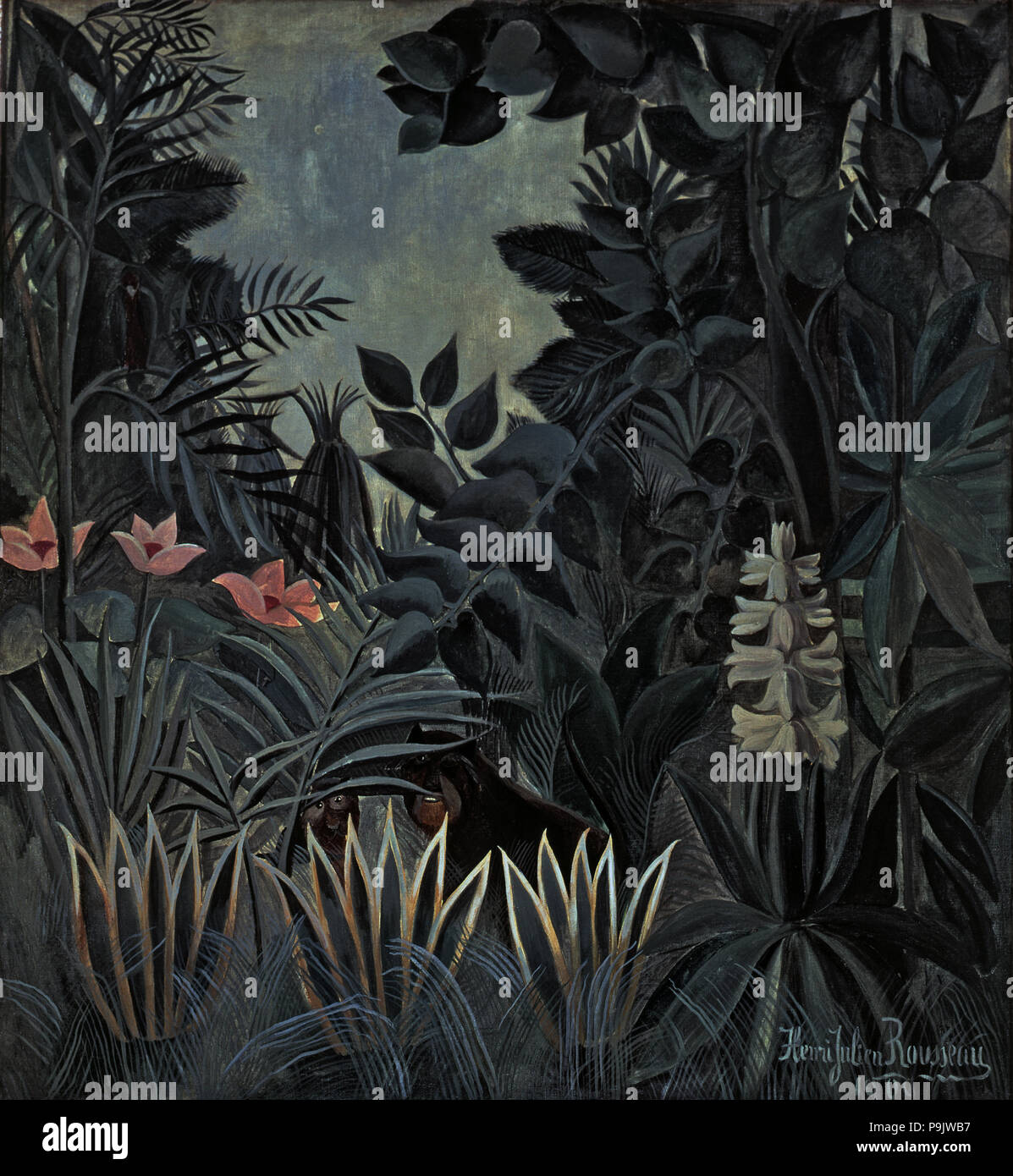 'La jungle équatoriale', 1909, par Henri Rousseau. Banque D'Images