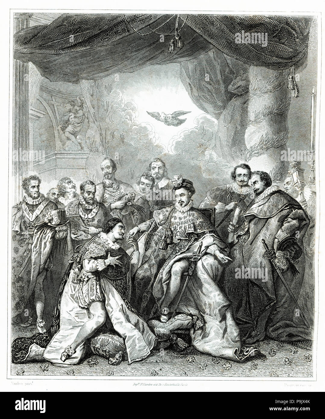 Institution de l'ordre du Saint-esprit le 1 janvier 1579 par le roi Henri III, gravure de … Banque D'Images