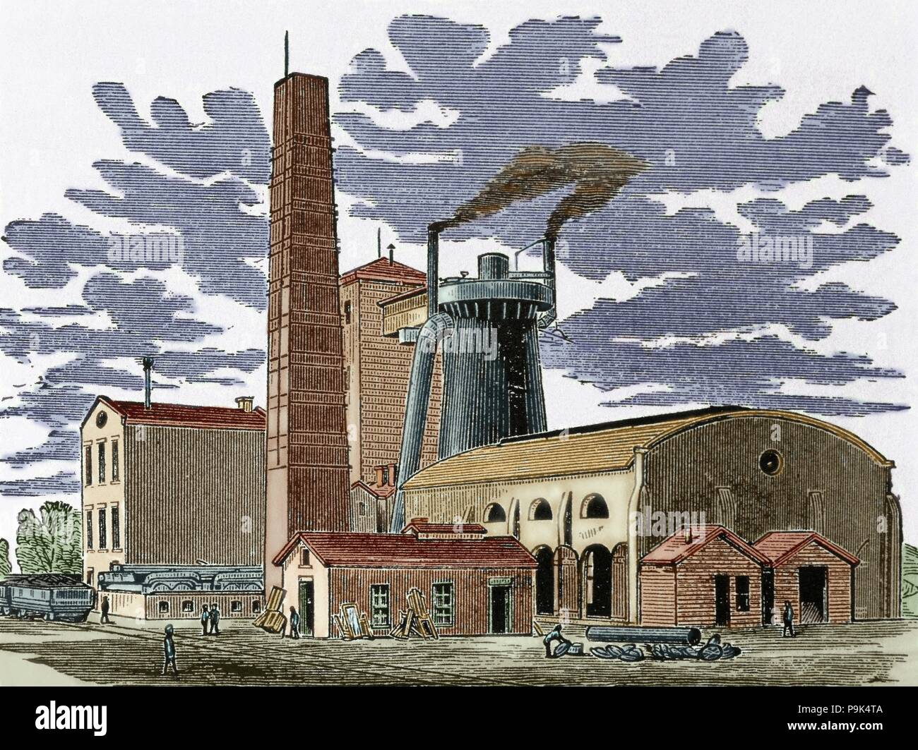 Histoire des États-Unis. 19e siècle. Le Kentucky. La fournaise et Ashland Coal Works, 1876. La gravure. De couleur. Banque D'Images