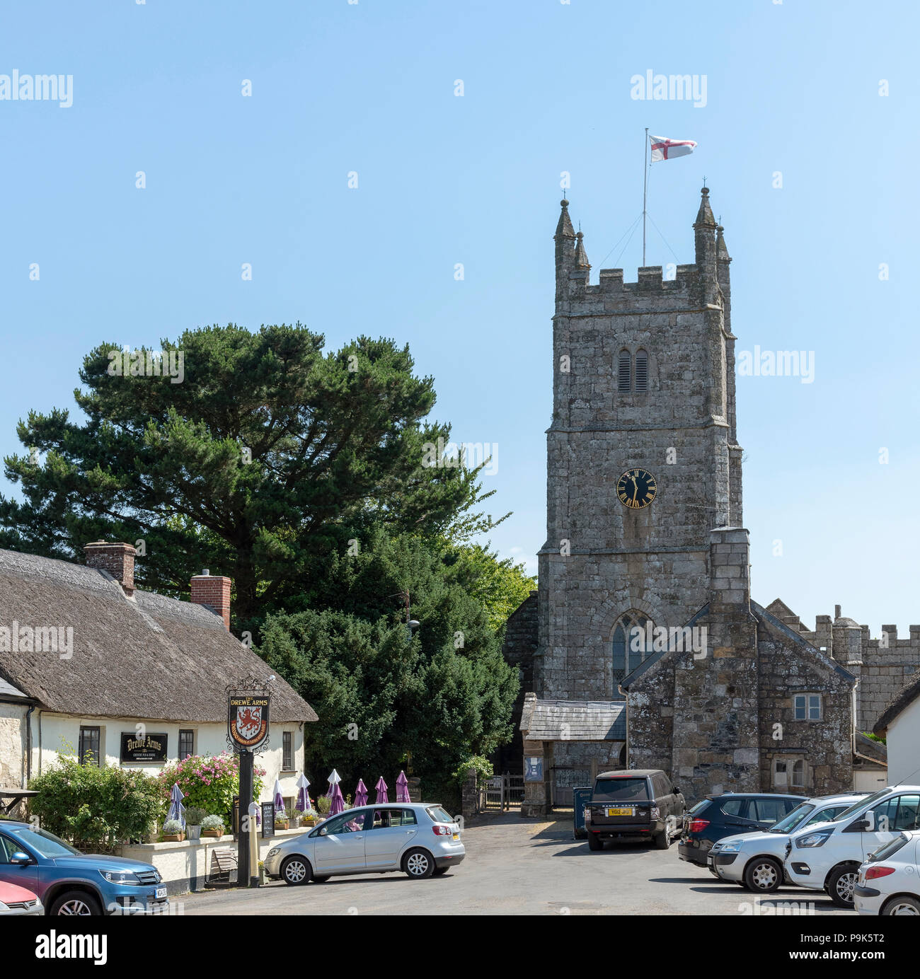 Le village de Drewsteignton Devonshire dans le Dartmoor National Park, Devon, England, UK Banque D'Images