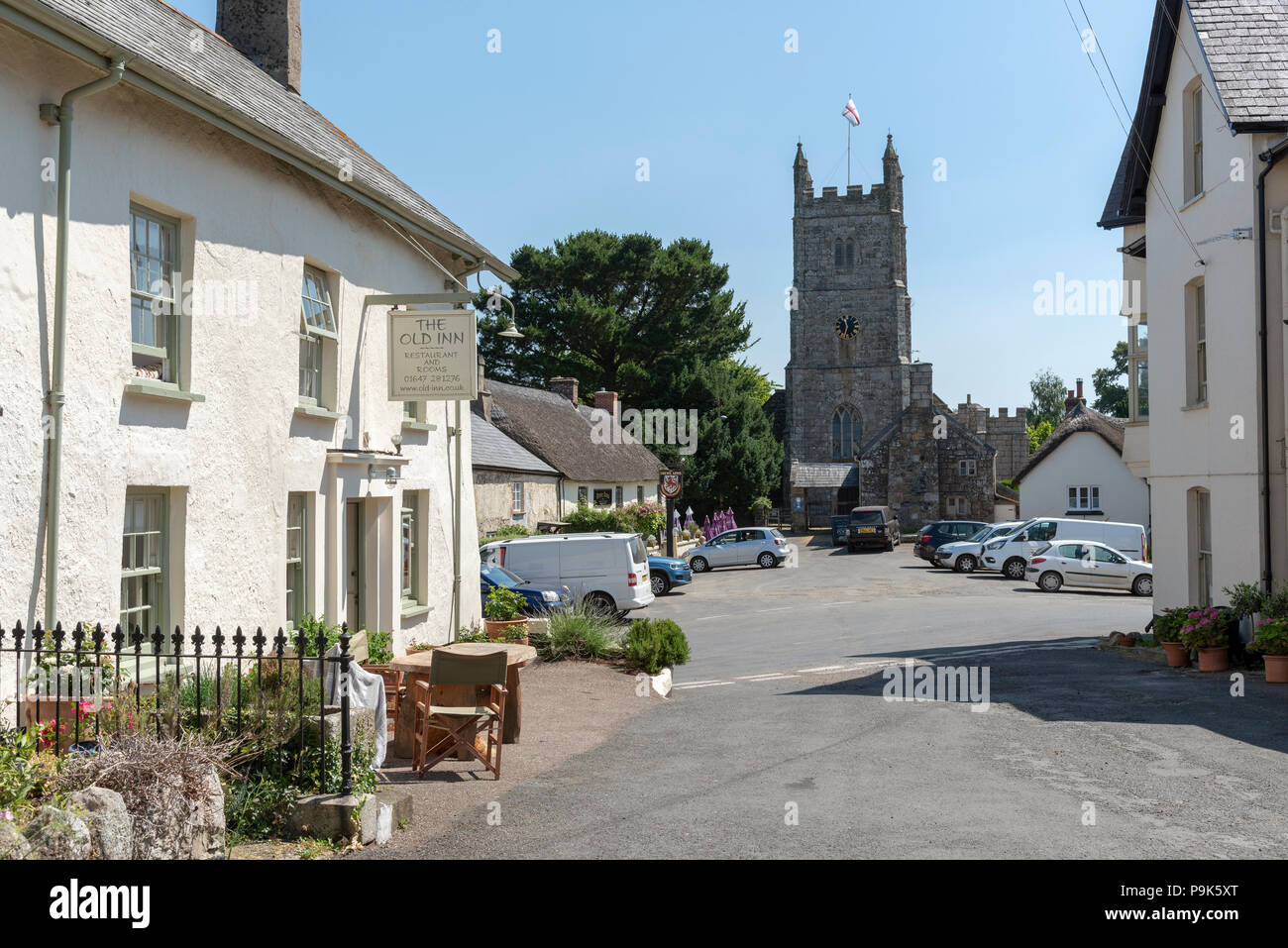 Le village de Drewsteignton Devonshire dans le Dartmoor National Park, Devon, England, UK Banque D'Images