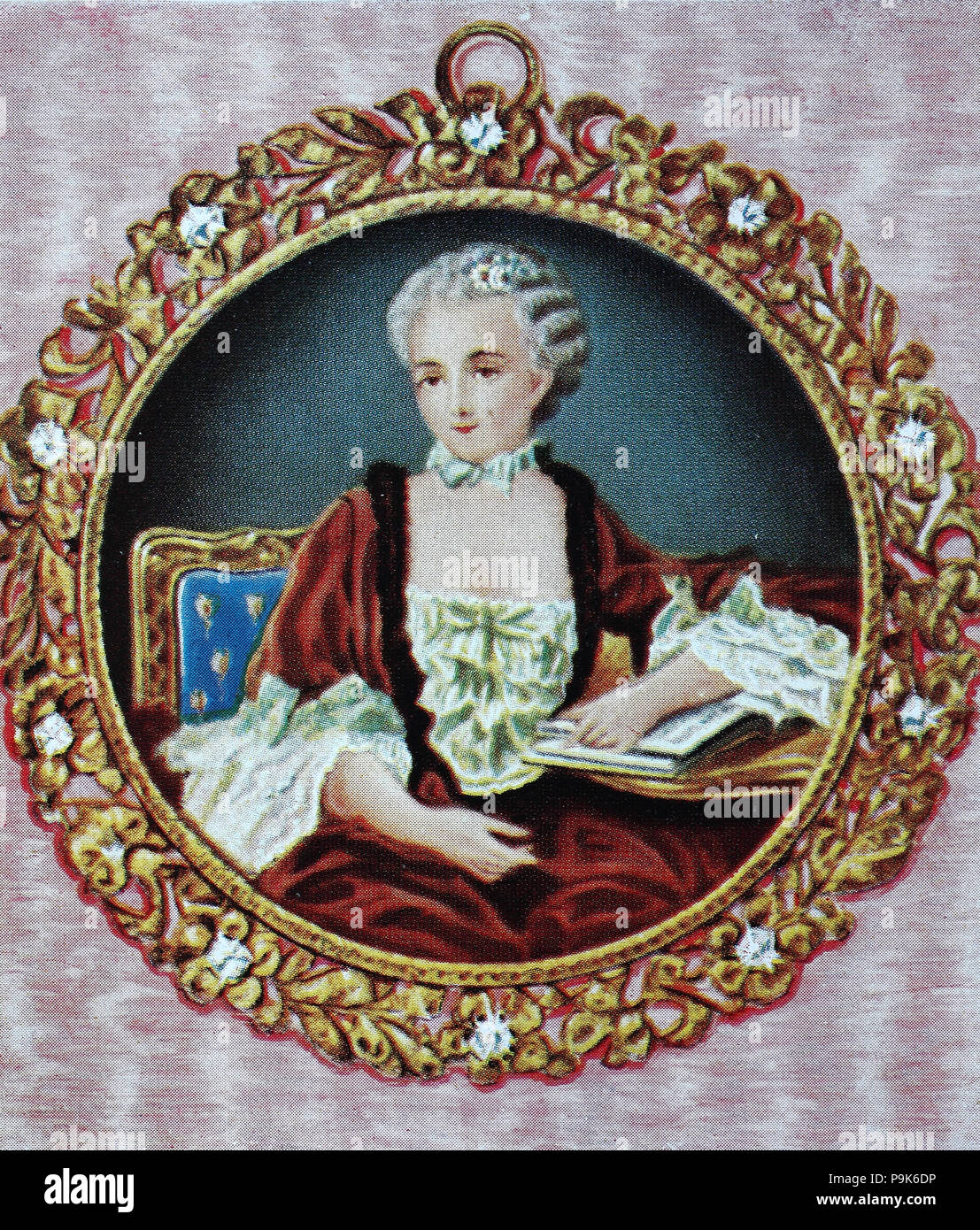 Jeanne Antoinette Poisson, Marquise de Pompadour, 29 décembre 1721 â€" 15 avril 1764, communément connue sous le nom de Madame de Pompadour, était membre de la cour de France et a été le chef de la maîtresse de Louis XV de 1745 à 1751, et reste d'influence que favori de la cour jusqu'à sa mort, l'amélioration numérique reproduction d'une estampe originale de l'année 1900 Banque D'Images