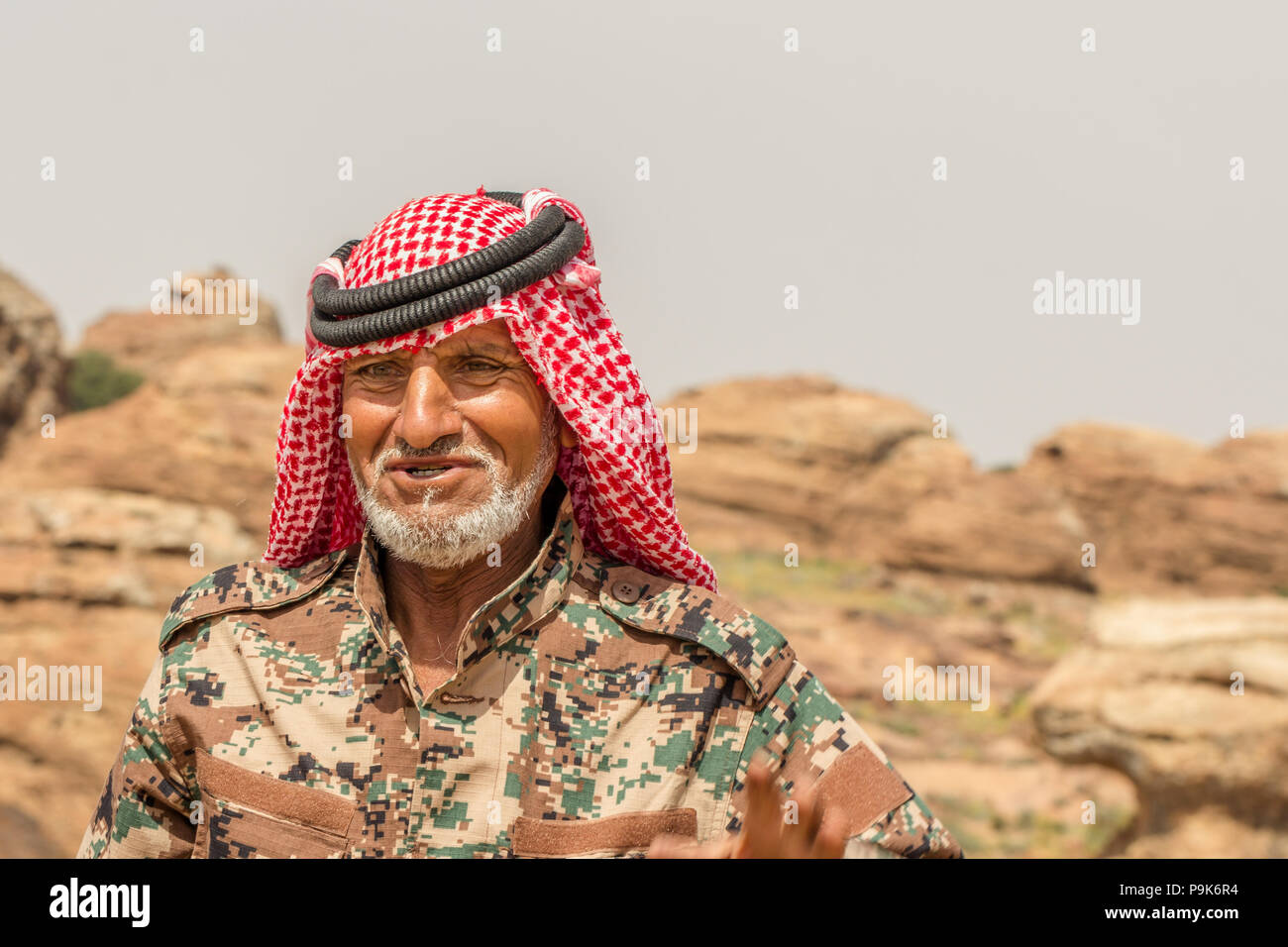 La réserve naturelle de DANA, en Jordanie - 27 avril 2016 : guide de l'arabe jordanien à Dana réserve nationale en Jordanie. Banque D'Images