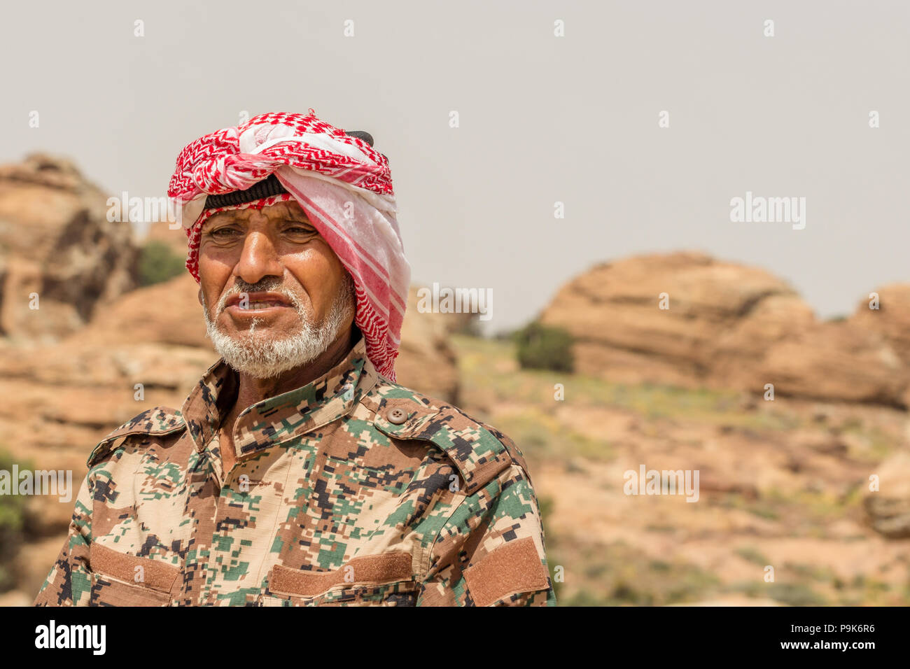 La réserve naturelle de DANA, en Jordanie - 27 avril 2016 : guide de l'arabe jordanien à Dana réserve nationale en Jordanie. Banque D'Images