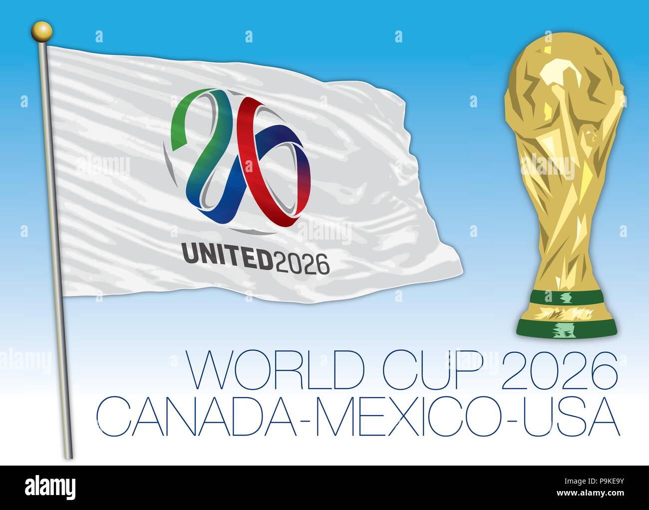 Coupe du Monde de Football 2026 Drapeau, USA, Canada, Mexique Image  Vectorielle Stock - Alamy