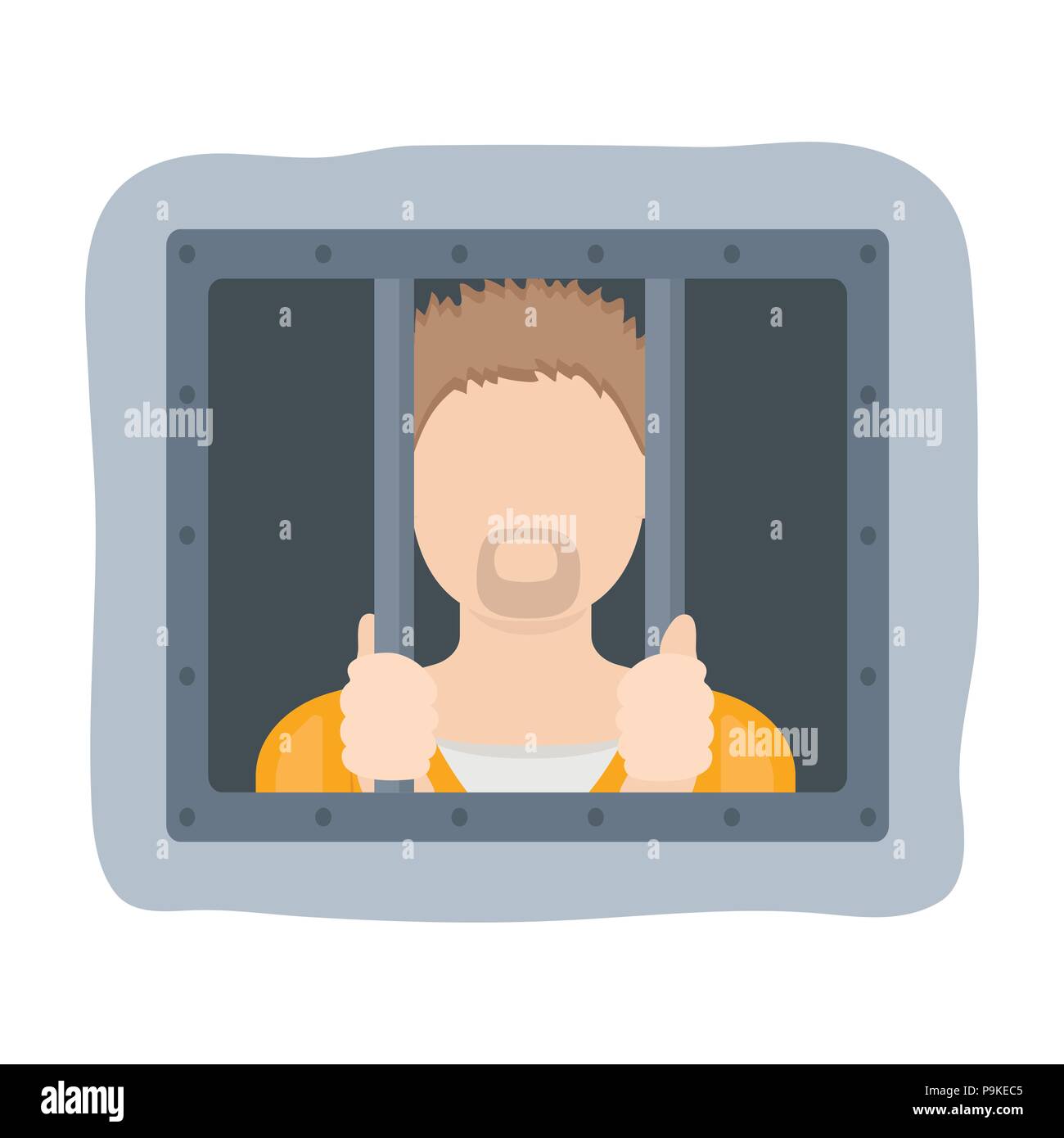 L'icône dans la conception de dessins animés prisonnier isolé sur fond blanc. Symbole de la police d'illustration vectorielle stock. Illustration de Vecteur