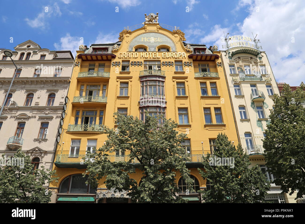 L'hôtel Europa, de la Place Venceslas, Nové Město (Nouvelle ville), Prague, Tchéquie (République tchèque), de l'Europe Banque D'Images