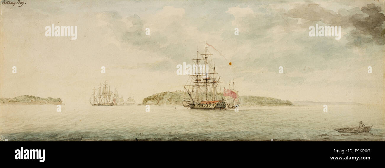 SLNSW 294 826105 Botany Bay Nouvelle Galles du Sud ca 1789 aquarelle de Charles Gore Banque D'Images