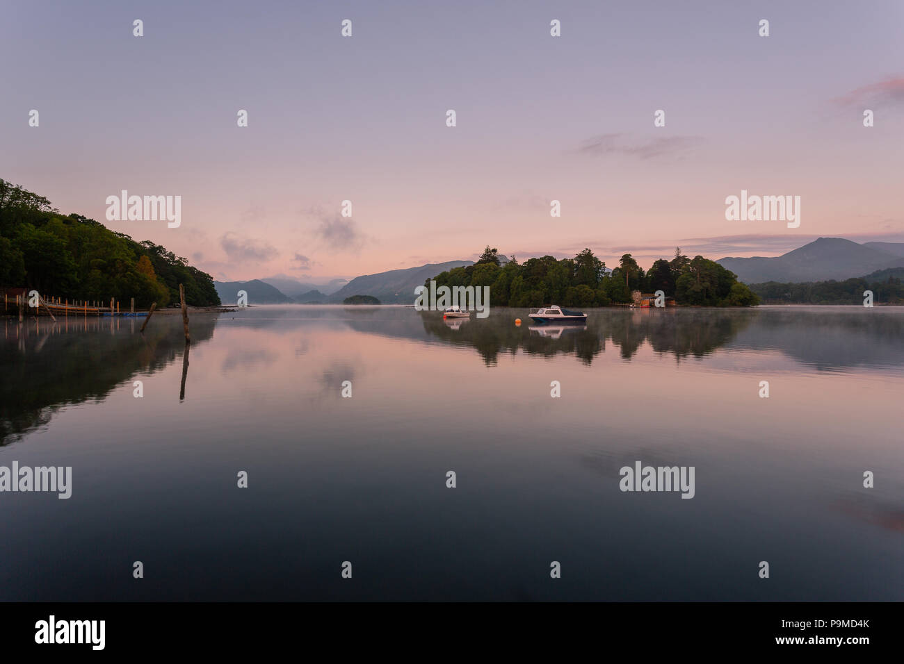 Derwentwater Keswick Cumbria , matin ,, le Lake District, UK Banque D'Images