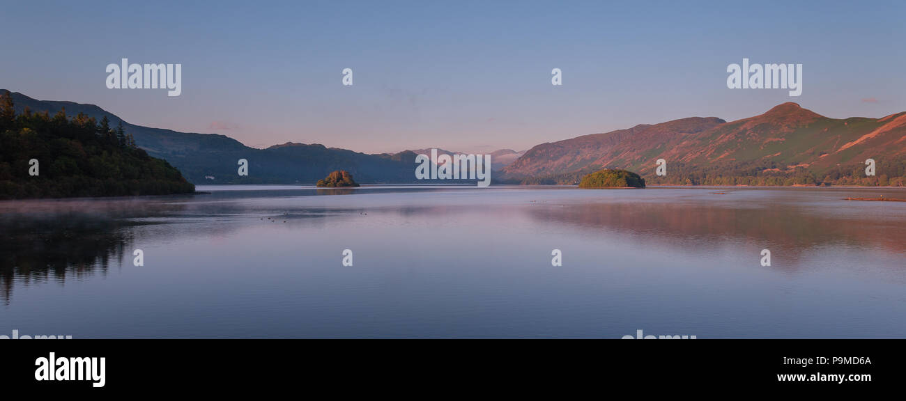 Matin Derwentwater Keswick, Cumbria, , le parc national de Lake District , Royaume-Uni Banque D'Images