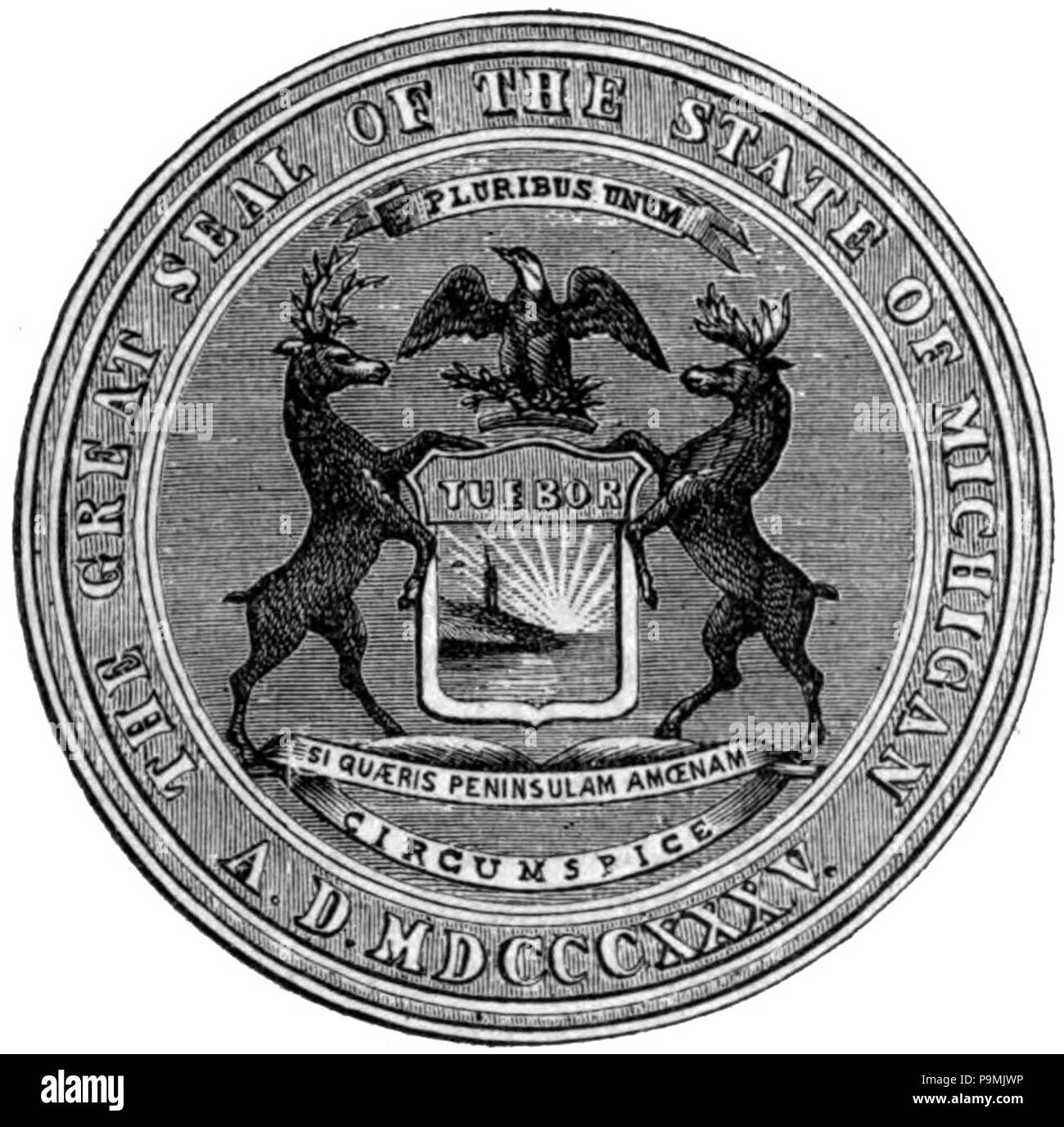 . Anglais : Joint du Michigan, un état des États-Unis. publié 1879 AmCyc 122 Michigan - seal Banque D'Images