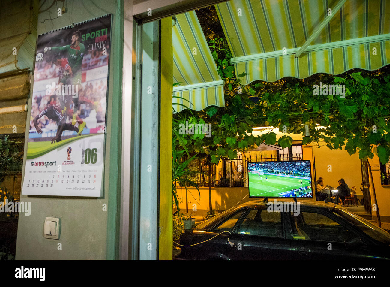 L'Albanie, Tirana, le soir de la Coupe du Monde Banque D'Images