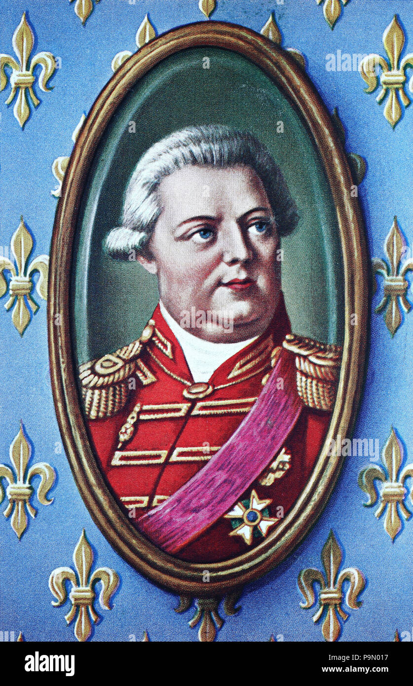 Louis XVIII, Louis Stanislas Xavier, 17 novembre 1755 â€" 16 septembre 1824, connu sous le nom de désiré, le DÃ©sirÃ©, était un monarque de la Maison de Bourbon qui régna comme roi de France de 1814 à 1824, l'amélioration numérique, reproduction d'une estampe originale de l'année 1900 Banque D'Images