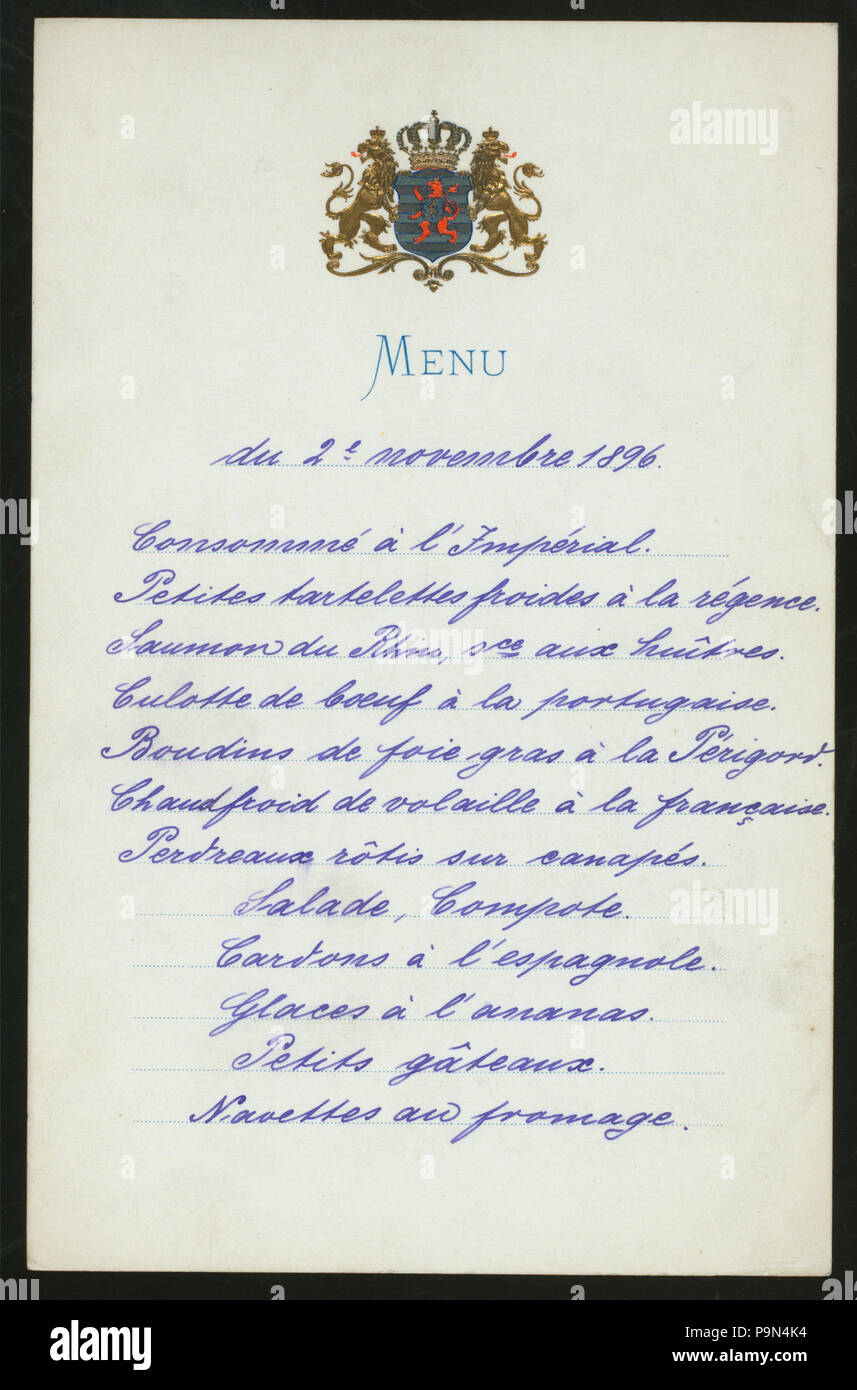 Le dîner (534) détenus par le GRAND-DUC ADOLPHE DE LUXEMBOURG (at) (NYPL Hadès-270786-470494) Banque D'Images