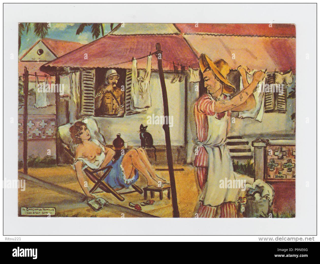 Tableau Ancien : "Guyane Cayenne, Île Des Forçats Libérés" - Huile Sur Panneau, École Française Fin 19ème