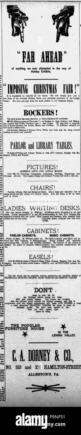 22 1890 - C UN Dorney &AMP ; Company - 15 déc MC - Allentown PA Banque D'Images