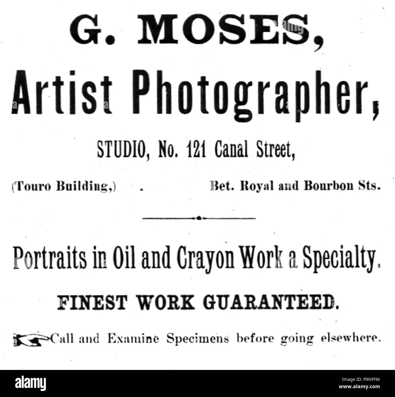 23 G 1894 photographe Moïse Annonce La Nouvelle Orléans Banque D'Images