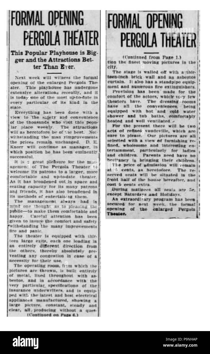 30 - 1910 - Théâtre La Pergola 20 Jan MC - Allentown PA Banque D'Images