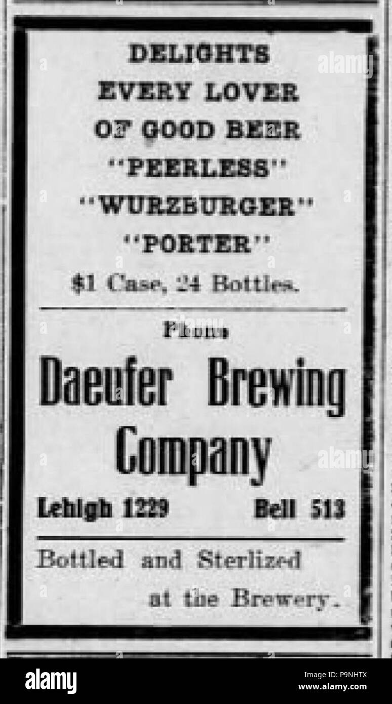 31 - 1912 Daeufer Brewing Company Annonce Journal - 11-12-12 Allentown PA-démocrate Banque D'Images