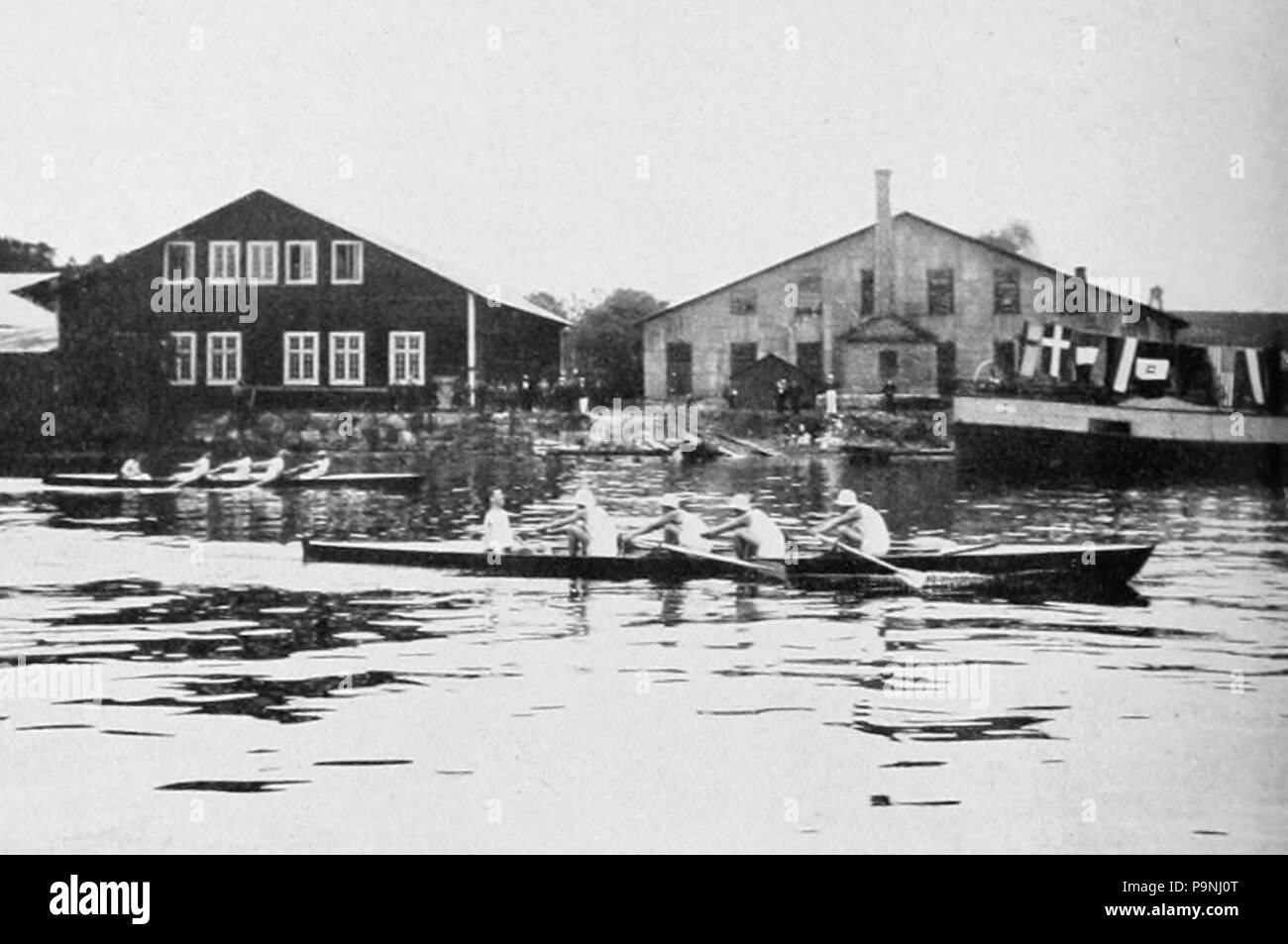 Quatre avec barreur 32 1912 demi-finale 2 inriggers Banque D'Images