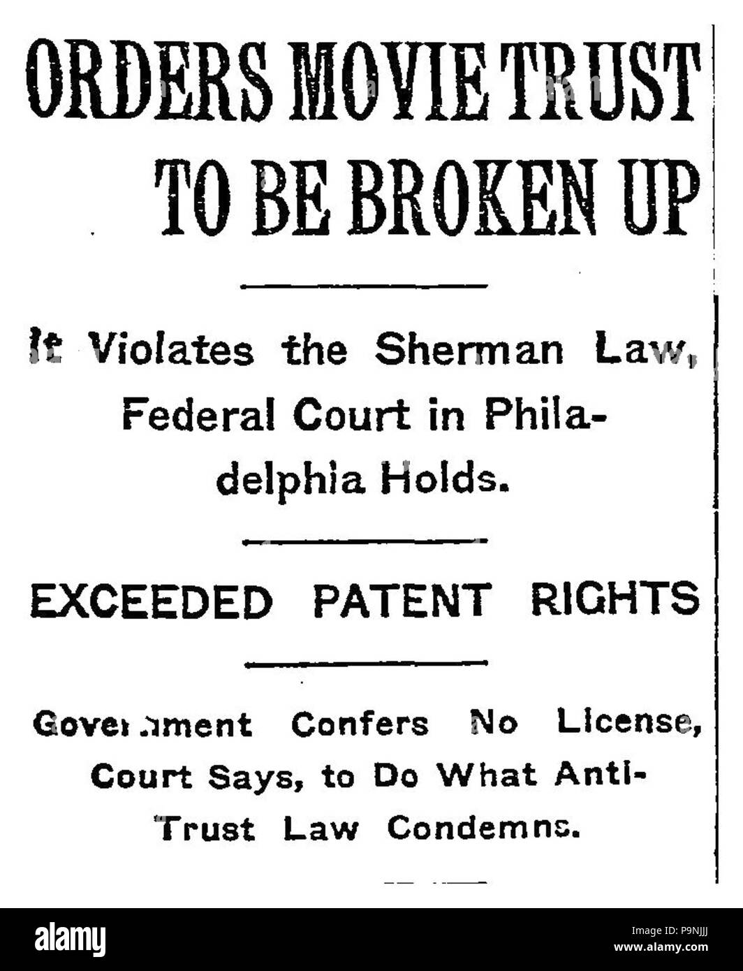 341915 NY Times titre annonçant dans l'US v MPPC Banque D'Images