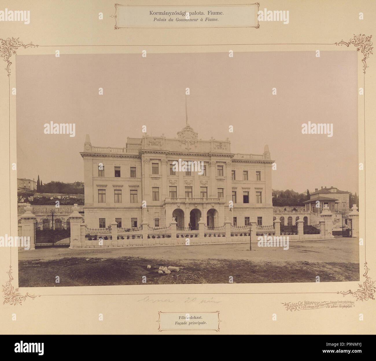 Un Kormányzósági főhomlokzata 82 Palota. Magyar Royaume-uni, Fiume, 1897-1899. - Budapest Főváros Levéltára. Levéltári jelzet- HU.BFL.XV.19.d.1.13.012 Fortepan 83527 Banque D'Images