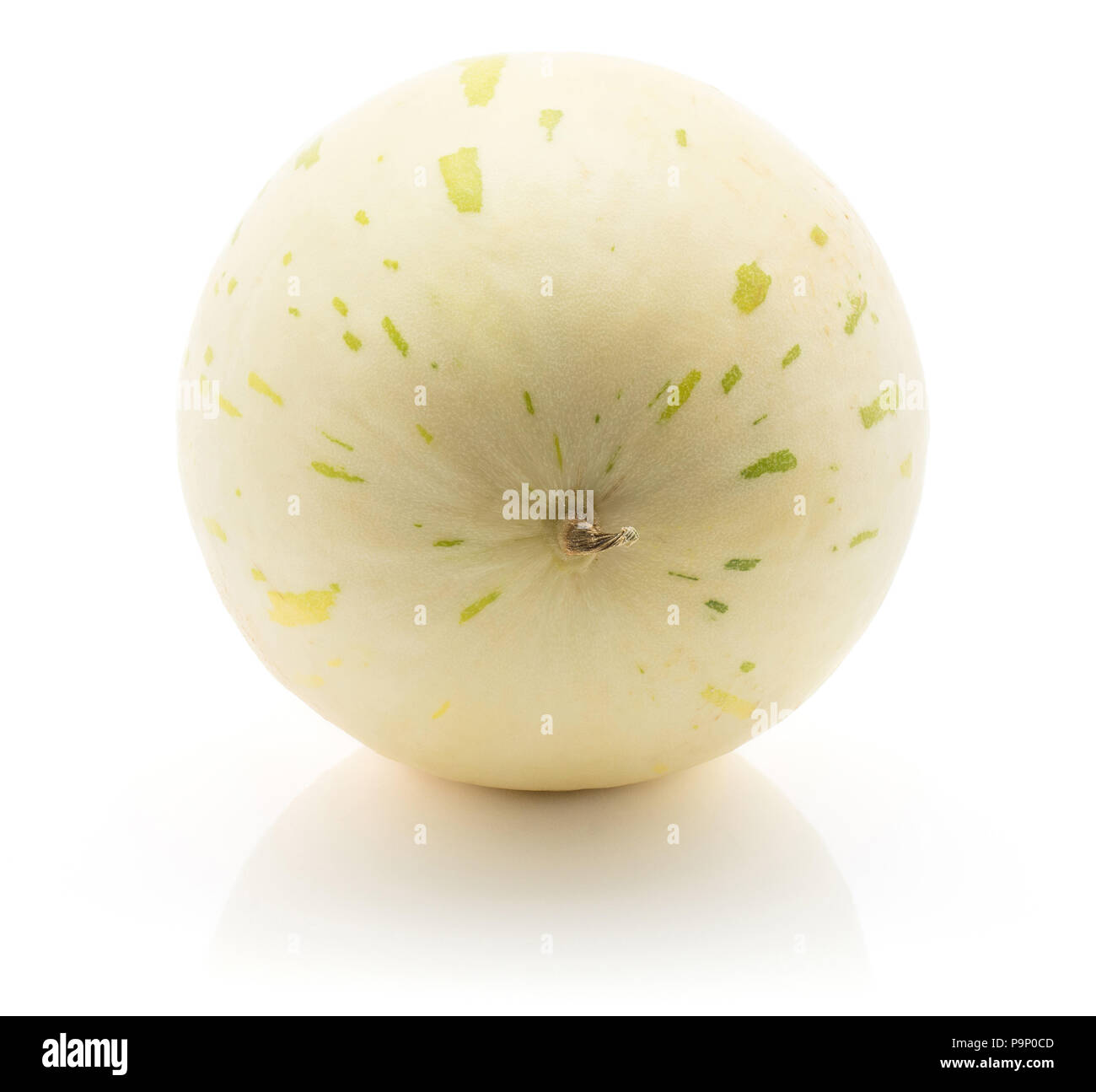 (Melon Piel de Sapo, miellat) isolé sur fond blanc pale Banque D'Images