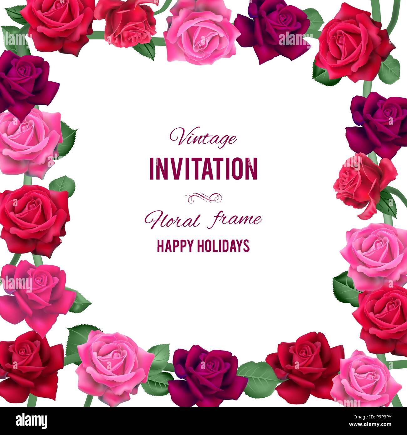 Red roses cadre Illustration de Vecteur