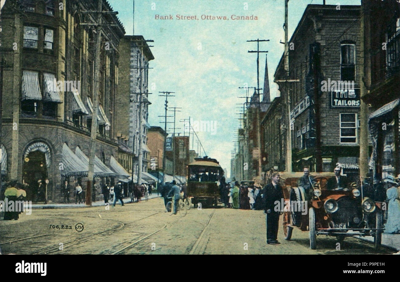 . Anglais : rue Bank, Ottawa, Canada English : Rue Bank, Ottawa (Canada) . vers 1910 177 BankStreetPostcard Banque D'Images