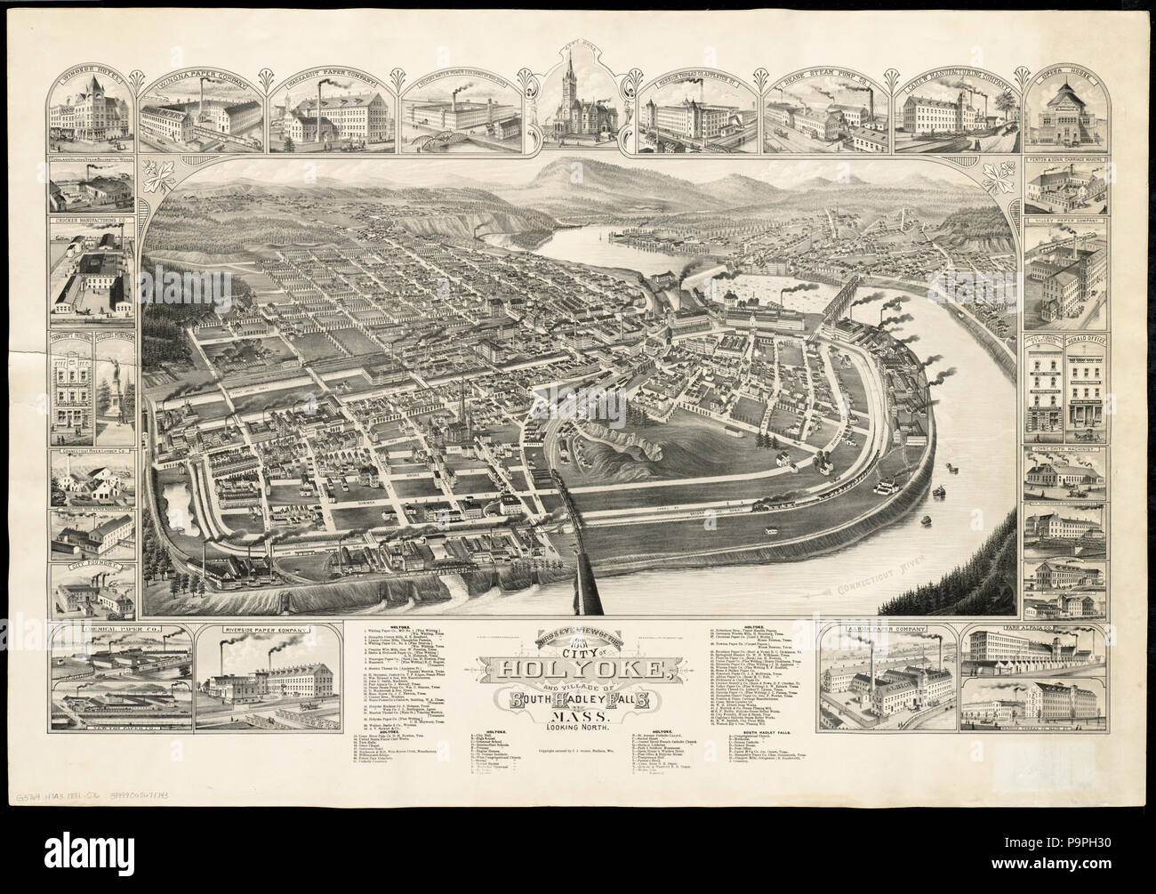 205 vue d'ensemble de la ville d'Holyoke, et village de South Hadley Falls, Massachusetts à la nord (10139629984) Banque D'Images