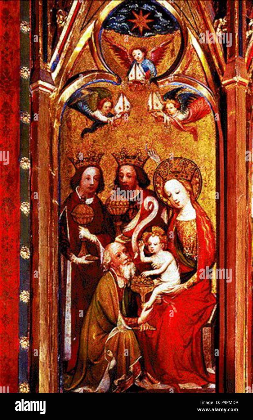 101 l'Adoration des mages vers 1400 Banque D'Images