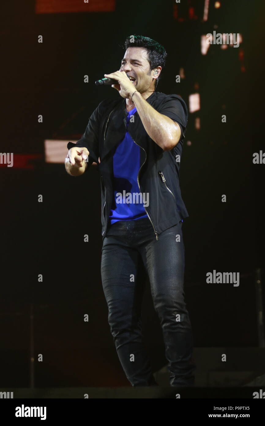 Le danseur, chanteur et acteur Portoricain Chayanne, pendant la nuit de son concert à l'axe au Planet Hollywood de Las Vegas Nevada le 13 Sep 2015 Banque D'Images