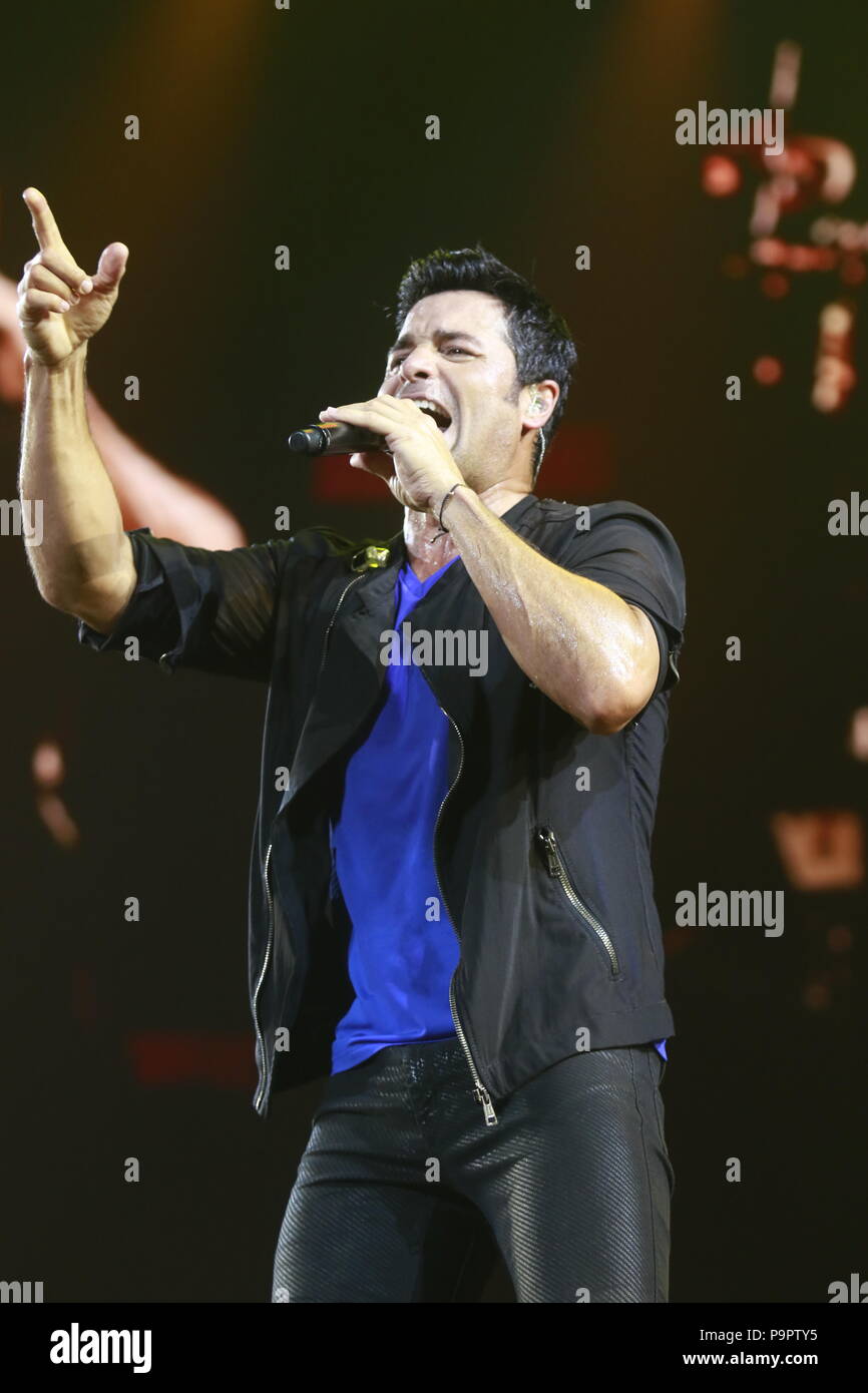 Le danseur, chanteur et acteur Portoricain Chayanne, pendant la nuit de son concert à l'axe au Planet Hollywood de Las Vegas Nevada le 13 Sep 2015 Banque D'Images
