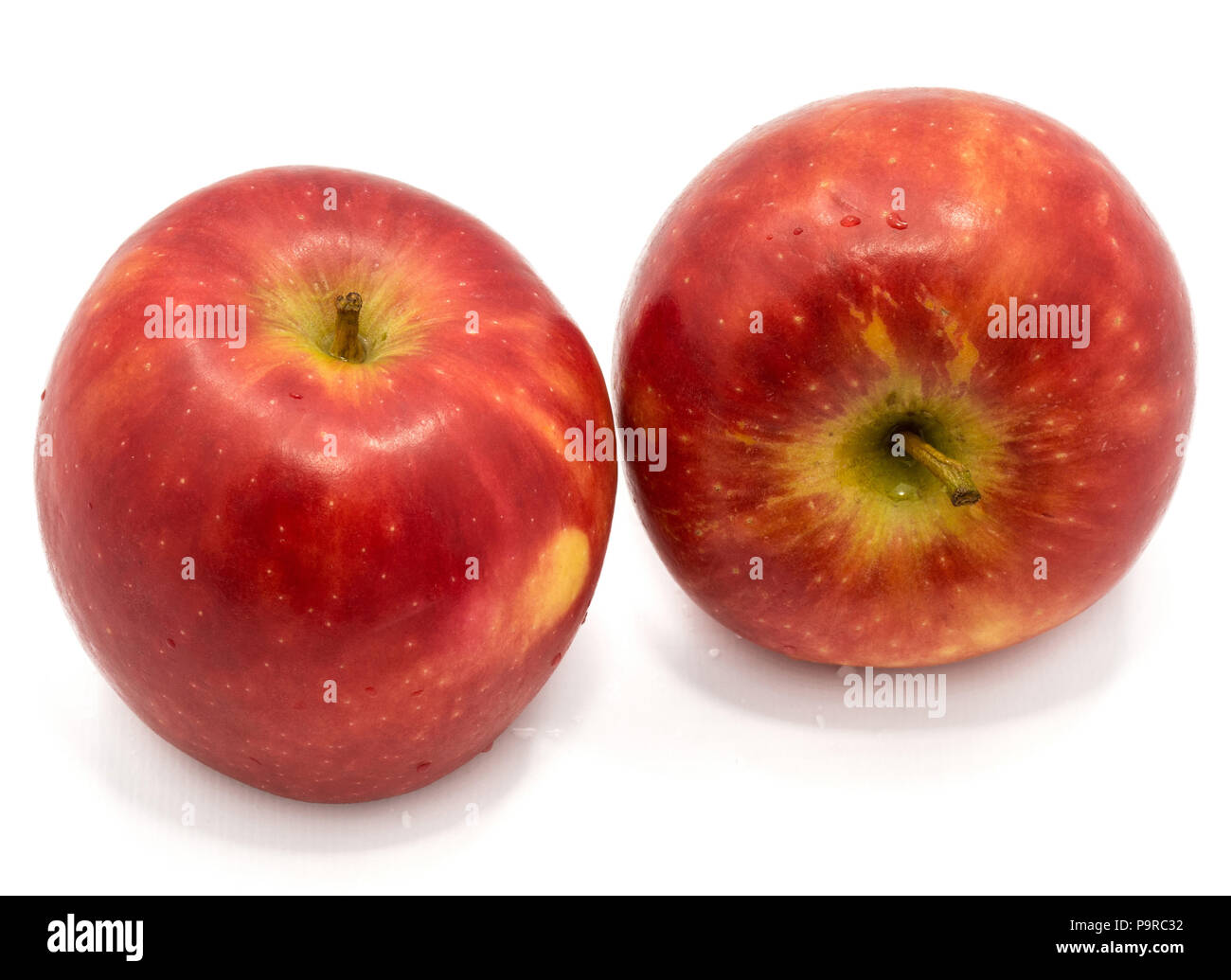 Ensemble de deux pommes Kanzi rouge isolé sur fond blanc Banque D'Images