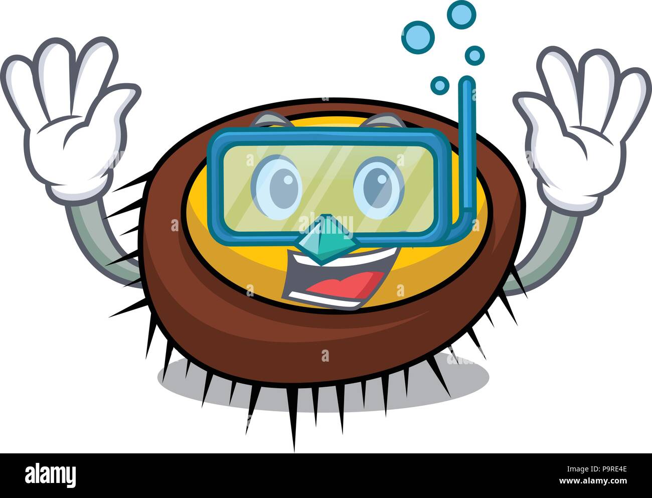 Cartoon caractères d'oursin de mer Plongée Illustration de Vecteur