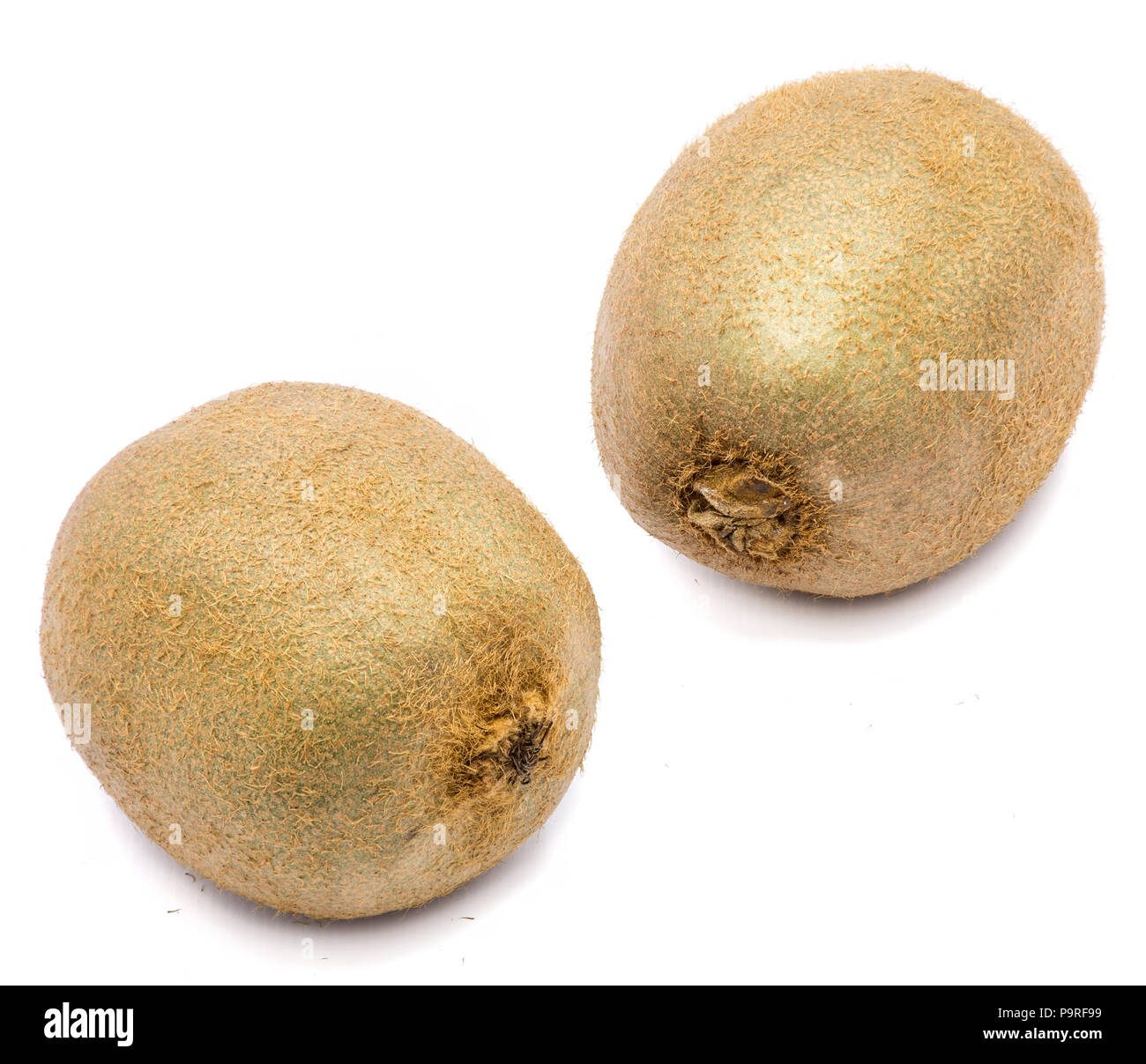 Ensemble de deux kiwis (Chinese gooseberry) isolé sur fond blanc Banque D'Images
