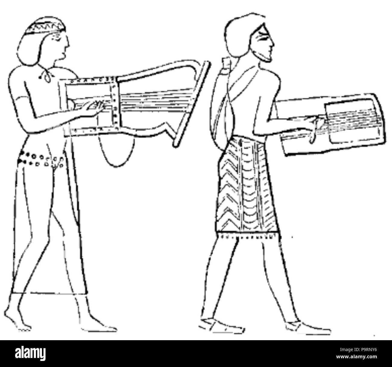 263 C +B-Music-Fig PeopleWithEgyptianLyre14 Banque D'Images