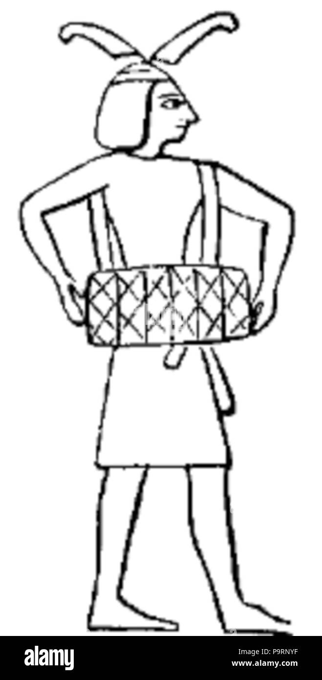 263 C +B-Music-Fig EgyptianWithTwoSidedDrum-2 Banque D'Images